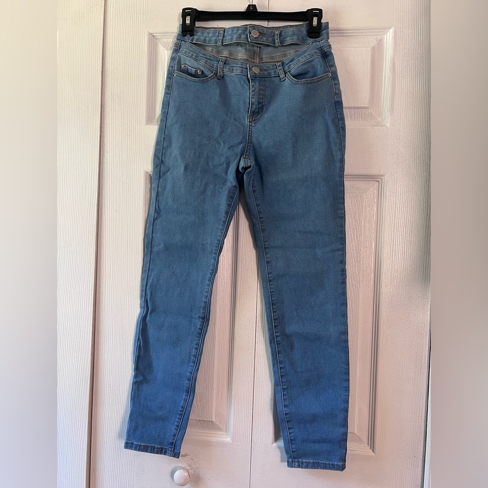 High waist cut-out skinny blue jeans, size 27